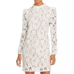 WAYF Emma Puff Sleeve Ivory Lace Sheath Dress XS